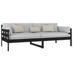 vidaXL Pat de zi, negru, 90x200 cm, lemn masiv de pin vidaXL Pat de zi, negru, 90x200 cm, lemn masiv de pin