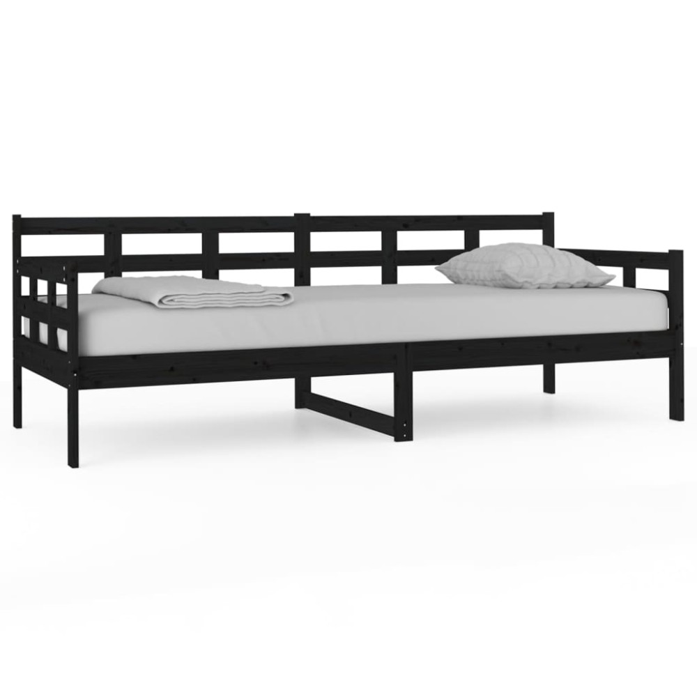 vidaXL Pat de zi, negru, 80x200 cm, lemn masiv de pin