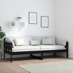 vidaXL Pat de zi, negru, 80x200 cm, lemn masiv de pin