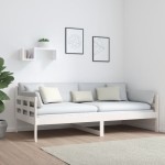 vidaXL Pat de zi, alb, 90x190 cm, lemn masiv de pin vidaXL Pat de zi, alb, 90x190 cm, lemn masiv de pin