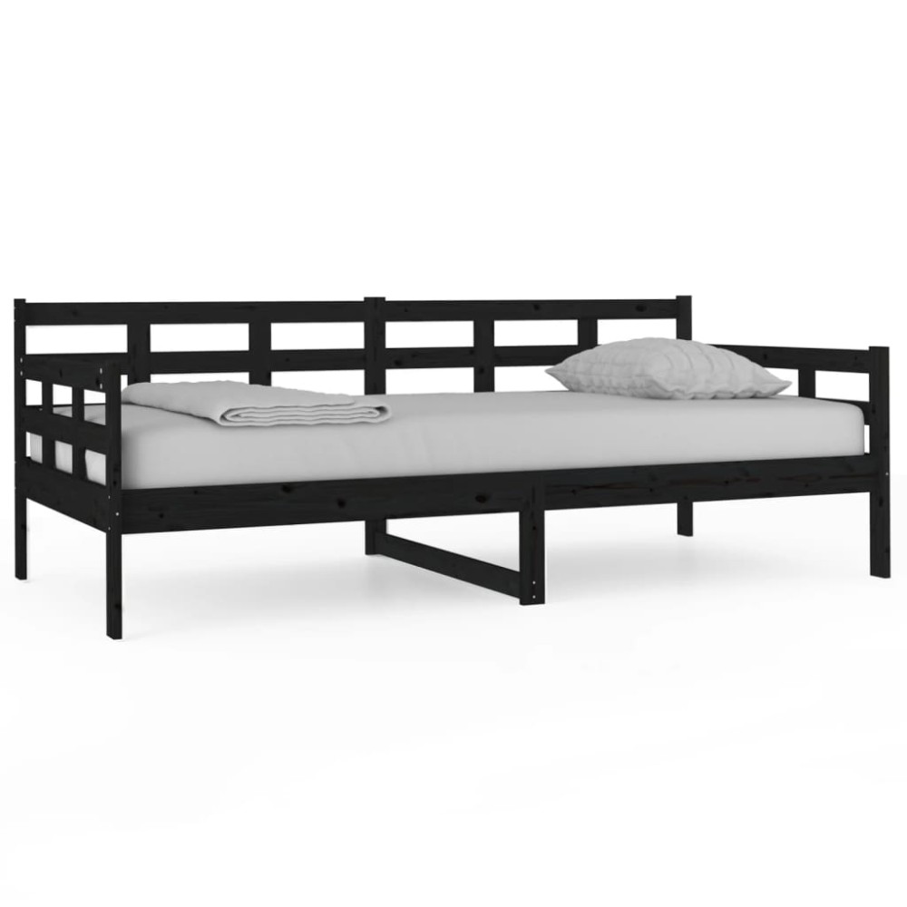 vidaXL Pat de zi, negru, 90x190 cm, lemn masiv de pin