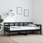 vidaXL Pat de zi, negru, 90x190 cm, lemn masiv de pin vidaXL Pat de zi, negru, 90x190 cm, lemn masiv de pin