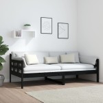 vidaXL Pat de zi, negru, 90x190 cm, lemn masiv de pin vidaXL Pat de zi, negru, 90x190 cm, lemn masiv de pin