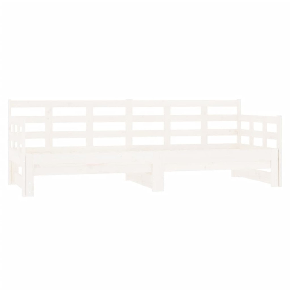 vidaXL Pat extensibil de zi, alb, 2x(90x200) cm, lemn masiv de pin