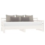 vidaXL Pat extensibil de zi, alb, 2x(90x200) cm, lemn masiv de pin vidaXL Pat extensibil de zi, alb, 2x(90x200) cm, lemn masiv de pin