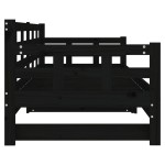 vidaXL Pat de zi extensibil, negru, 2x(90x200) cm, lemn masiv de pin