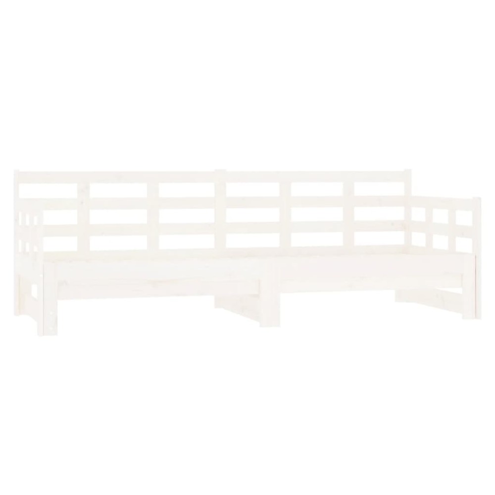 vidaXL Pat de zi extensibil, alb, 2x(80x200) cm, lemn masiv de pin
