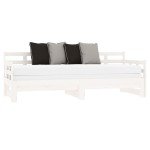 vidaXL Pat de zi extensibil, alb, 2x(80x200) cm, lemn masiv de pin