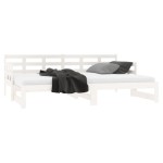 vidaXL Pat de zi extensibil, alb, 2x(80x200) cm, lemn masiv de pin