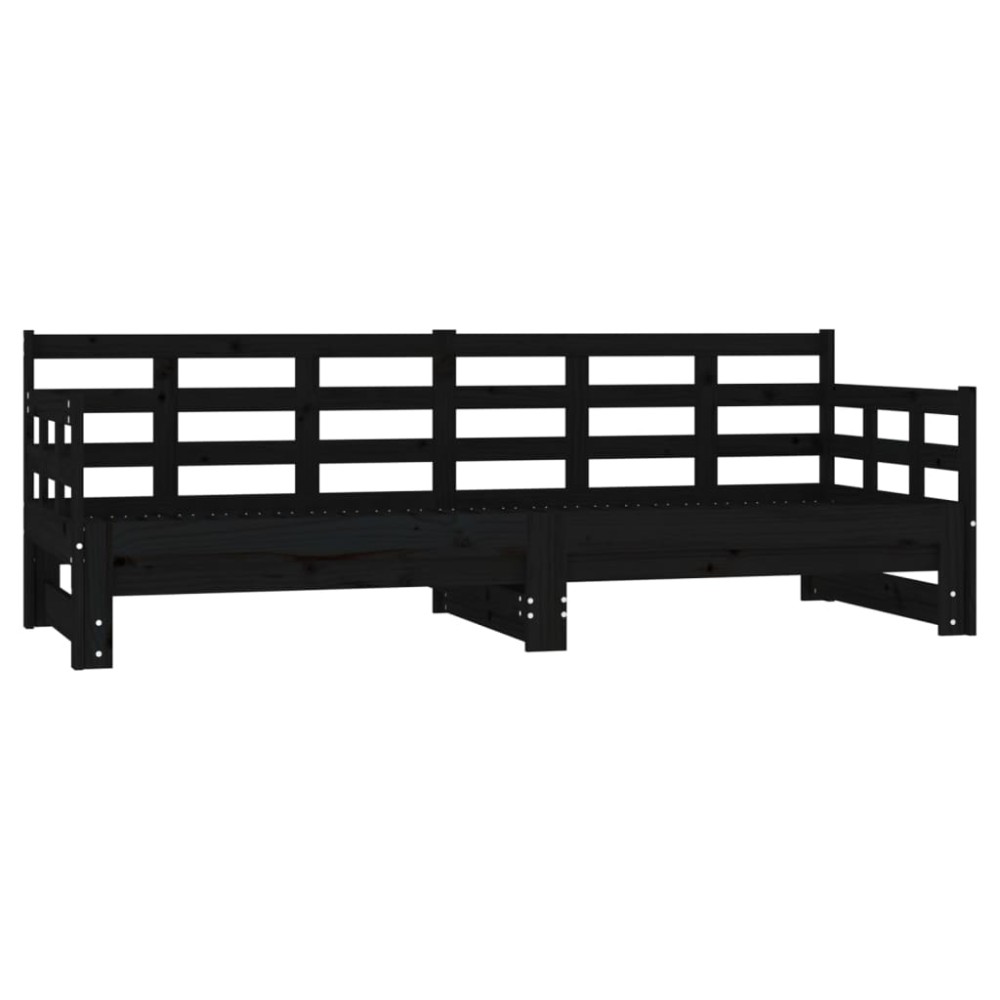 vidaXL Pat de zi extensibil, negru, 2x(80x200) cm, lemn masiv de pin