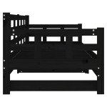 vidaXL Pat de zi extensibil, negru, 2x(80x200) cm, lemn masiv de pin
