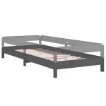 vidaXL Pat stivuibil, gri, 75x190 cm, lemn masiv de pin