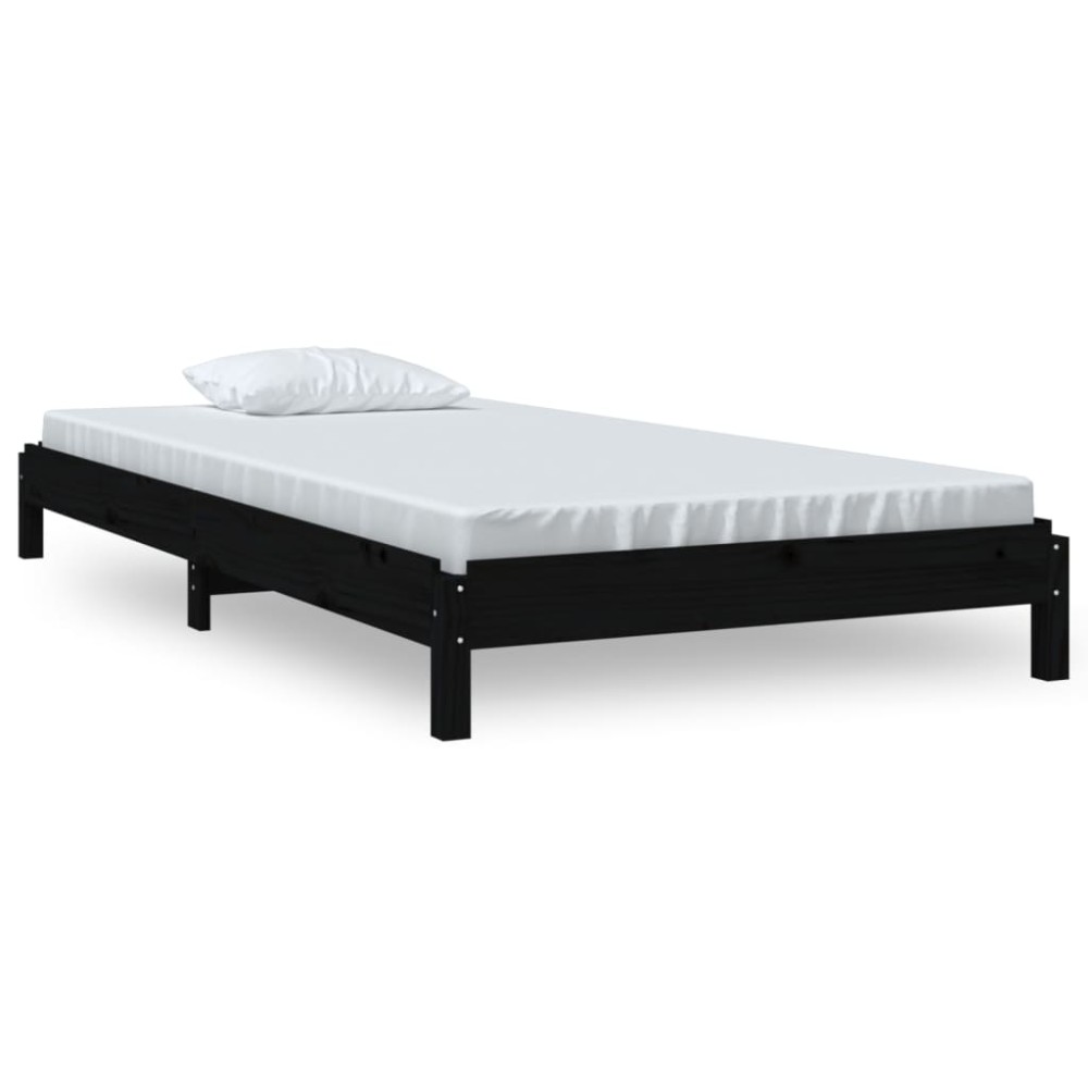 vidaXL Pat stivuibil, negru, 75x190 cm, lemn masiv de pin