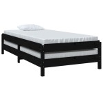 vidaXL Pat stivuibil, negru, 75x190 cm, lemn masiv de pin