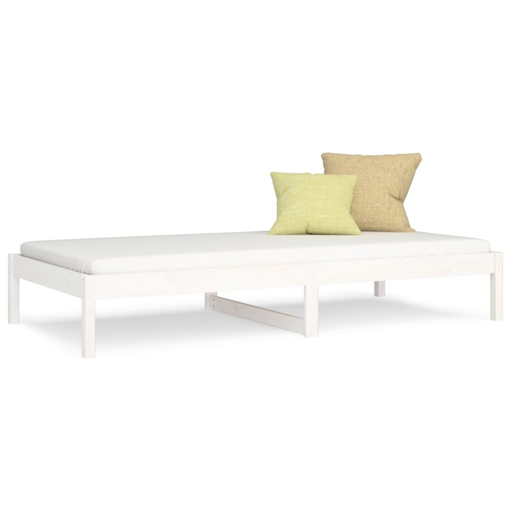 vidaXL Pat de zi Single, alb, 90x190 cm, lemn masiv de pin