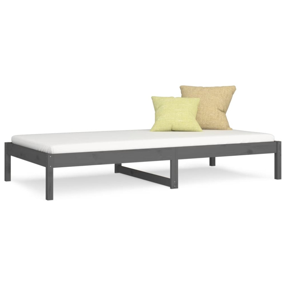 vidaXL Pat de zi Single, gri, 90x190 cm, lemn masiv de pin