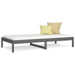 vidaXL Pat de zi Single, gri, 90x190 cm, lemn masiv de pin vidaXL Pat de zi Single, gri, 90x190 cm, lemn masiv de pin