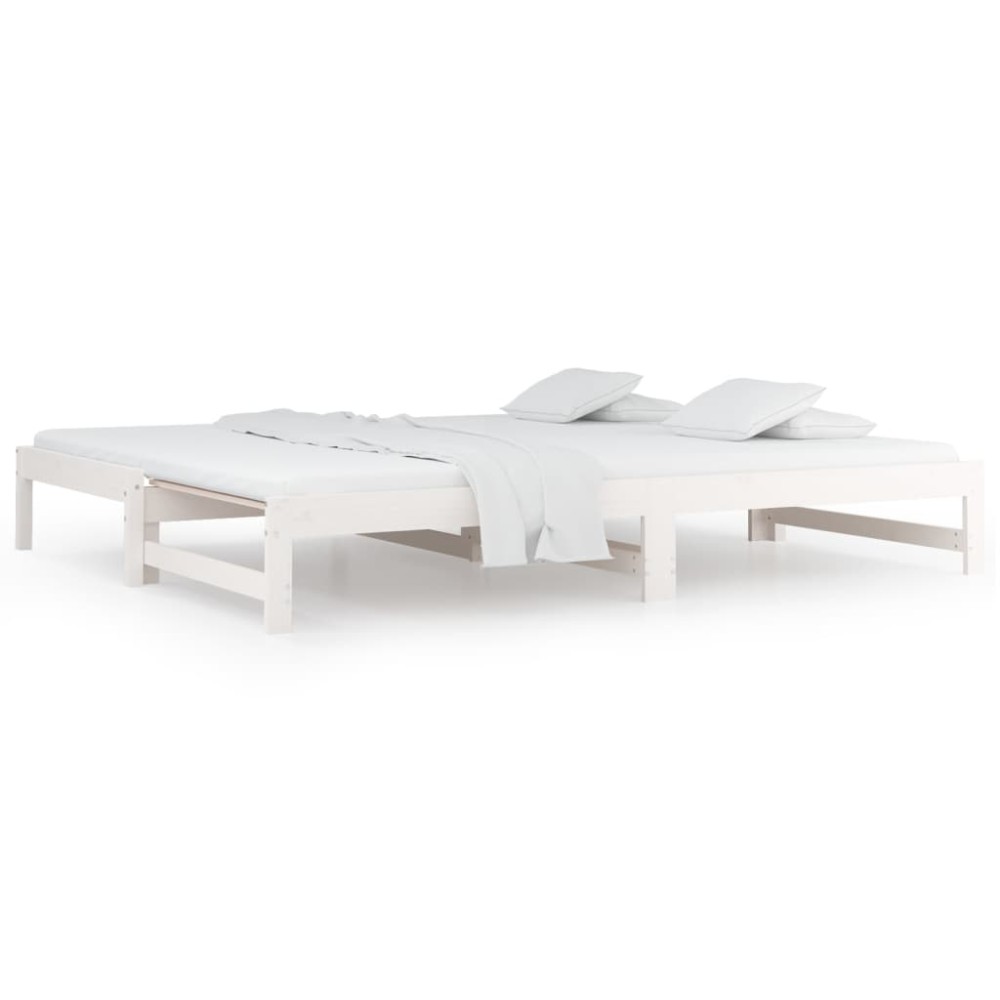 vidaXL Pat de zi extensibil, alb, 2x(90x200) cm, lemn masiv de pin