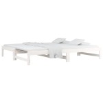 vidaXL Pat de zi extensibil, alb, 2x(90x200) cm, lemn masiv de pin