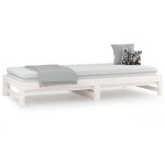 vidaXL Pat de zi extensibil, alb, 2x(90x200) cm, lemn masiv de pin