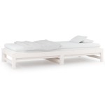 vidaXL Pat de zi extensibil, alb, 2x(90x200) cm, lemn masiv de pin