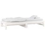 vidaXL Pat de zi extensibil, alb, 2x(90x200) cm, lemn masiv de pin