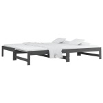 vidaXL Pat de zi extensibil, gri, 2x(90x200) cm, lemn masiv de pin
