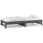 vidaXL Pat de zi extensibil, gri, 2x(90x200) cm, lemn masiv de pin