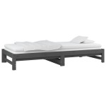 vidaXL Pat de zi extensibil, gri, 2x(90x200) cm, lemn masiv de pin