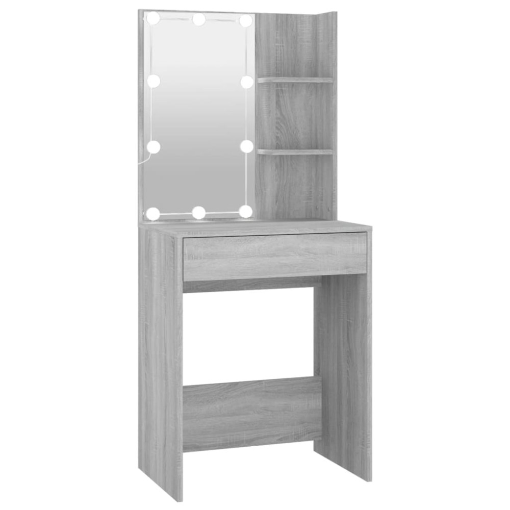 vidaXL Masă de toaletă cu LED, gri sonoma, 60x40x140 cm