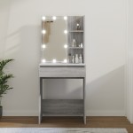 vidaXL Masă de toaletă cu LED, gri sonoma, 60x40x140 cm vidaXL Masă de toaletă cu LED, gri sonoma, 60x40x140 cm