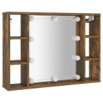 vidaXL Dulap cu oglindă și LED, stejar fumuriu, 76x15x55 cm vidaXL Dulap cu oglindă și LED, stejar fumuriu, 76x15x55 cm