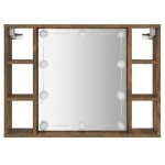 vidaXL Dulap cu oglindă și LED, stejar fumuriu, 76x15x55 cm vidaXL Dulap cu oglindă și LED, stejar fumuriu, 76x15x55 cm