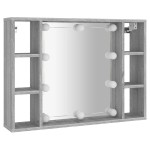 vidaXL Dulap cu oglindă și LED, gri sonoma, 76x15x55 cm vidaXL Dulap cu oglindă și LED, gri sonoma, 76x15x55 cm