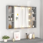 vidaXL Dulap cu oglindă și LED, gri sonoma, 76x15x55 cm vidaXL Dulap cu oglindă și LED, gri sonoma, 76x15x55 cm