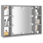 vidaXL Dulap cu oglindă și LED, gri sonoma, 76x15x55 cm vidaXL Dulap cu oglindă și LED, gri sonoma, 76x15x55 cm