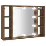 vidaXL Dulap cu oglindă și LED, stejar maro, 76x15x55 cm vidaXL Dulap cu oglindă și LED, stejar maro, 76x15x55 cm