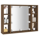vidaXL Dulap cu oglindă și LED, stejar maro, 76x15x55 cm vidaXL Dulap cu oglindă și LED, stejar maro, 76x15x55 cm