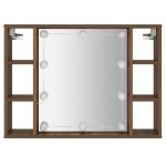 vidaXL Dulap cu oglindă și LED, stejar maro, 76x15x55 cm vidaXL Dulap cu oglindă și LED, stejar maro, 76x15x55 cm