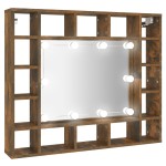 vidaXL Dulap cu oglindă și LED, stejar fumuriu, 91x15x76,5 cm vidaXL Dulap cu oglindă și LED, stejar fumuriu, 91x15x76,5 cm