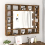 vidaXL Dulap cu oglindă și LED, stejar fumuriu, 91x15x76,5 cm vidaXL Dulap cu oglindă și LED, stejar fumuriu, 91x15x76,5 cm