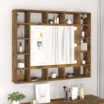vidaXL Dulap cu oglindă și LED, stejar fumuriu, 91x15x76,5 cm vidaXL Dulap cu oglindă și LED, stejar fumuriu, 91x15x76,5 cm