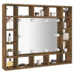 vidaXL Dulap cu oglindă și LED, stejar fumuriu, 91x15x76,5 cm vidaXL Dulap cu oglindă și LED, stejar fumuriu, 91x15x76,5 cm
