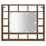 vidaXL Dulap cu oglindă și LED, stejar fumuriu, 91x15x76,5 cm vidaXL Dulap cu oglindă și LED, stejar fumuriu, 91x15x76,5 cm
