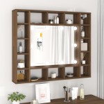 vidaXL Dulap cu oglindă și LED, stejar maro, 91x15x76,5 cm vidaXL Dulap cu oglindă și LED, stejar maro, 91x15x76,5 cm
