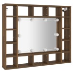 vidaXL Dulap cu oglindă și LED, stejar maro, 91x15x76,5 cm vidaXL Dulap cu oglindă și LED, stejar maro, 91x15x76,5 cm