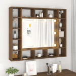 vidaXL Dulap cu oglindă și LED, stejar maro, 91x15x76,5 cm vidaXL Dulap cu oglindă și LED, stejar maro, 91x15x76,5 cm
