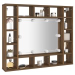 vidaXL Dulap cu oglindă și LED, stejar maro, 91x15x76,5 cm vidaXL Dulap cu oglindă și LED, stejar maro, 91x15x76,5 cm