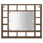 vidaXL Dulap cu oglindă și LED, stejar maro, 91x15x76,5 cm vidaXL Dulap cu oglindă și LED, stejar maro, 91x15x76,5 cm