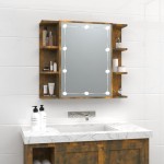 vidaXL Dulap cu oglindă și LED, stejar fumuriu, 70x16,5x60 cm vidaXL Dulap cu oglindă și LED, stejar fumuriu, 70x16,5x60 cm